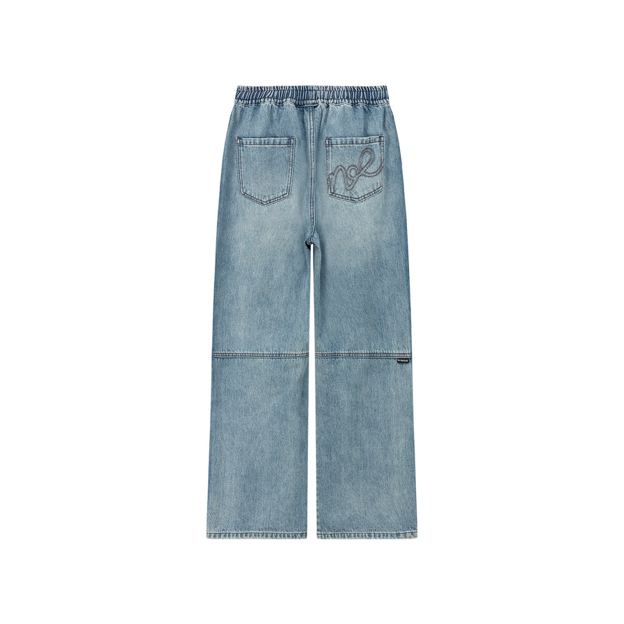 CHUU Elastic Waist Casual String Denim Jeans