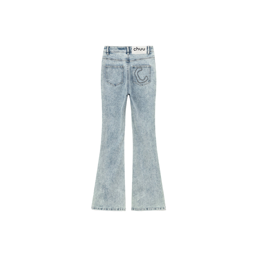 CHUU High Waisted Washed Bootcut Jeans