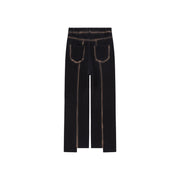 Color Corduroy Printed Line Pants