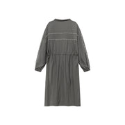 Half Zip-Up Elastic Long Dress