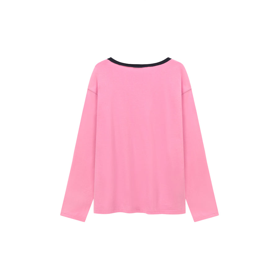 CHUU Color V Neck Loose Fit Long Sleeve Basic T-Shirt