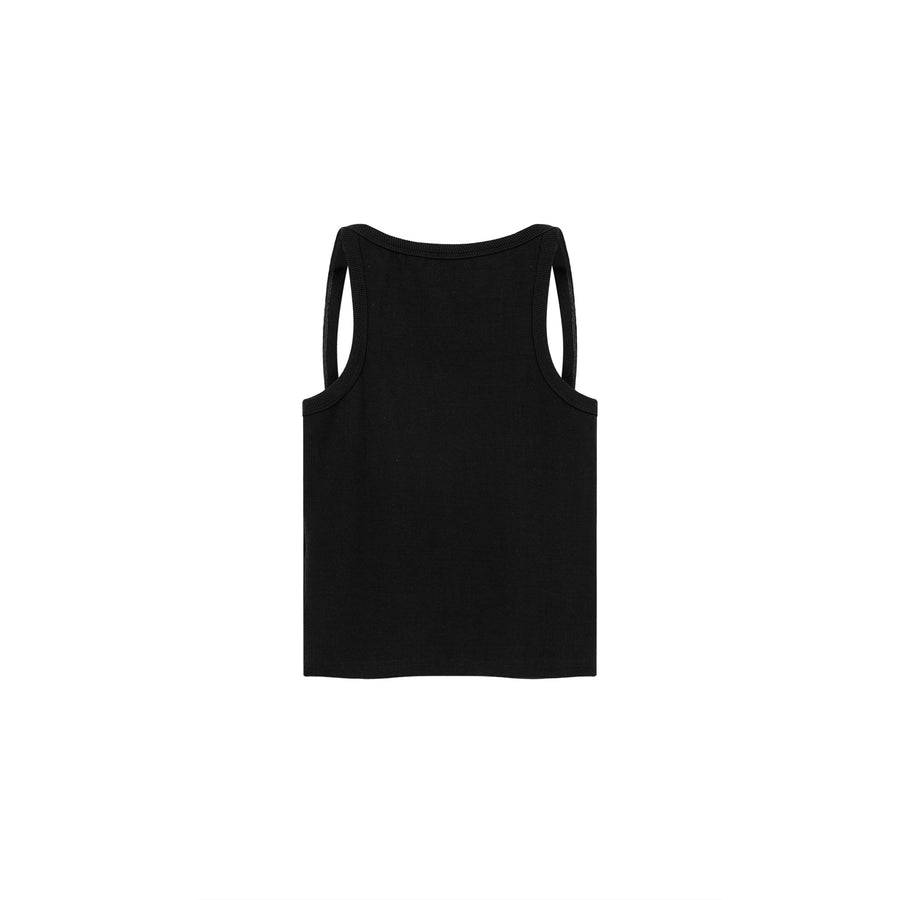 CHUU Shoulder Slits Logo Basic Slim Top