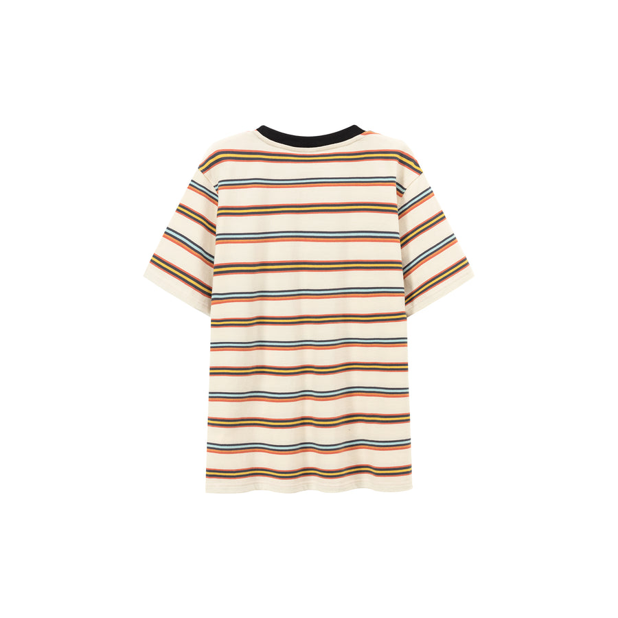 CHUU Baby Girl Cotton Striped Boxy T-Shirt