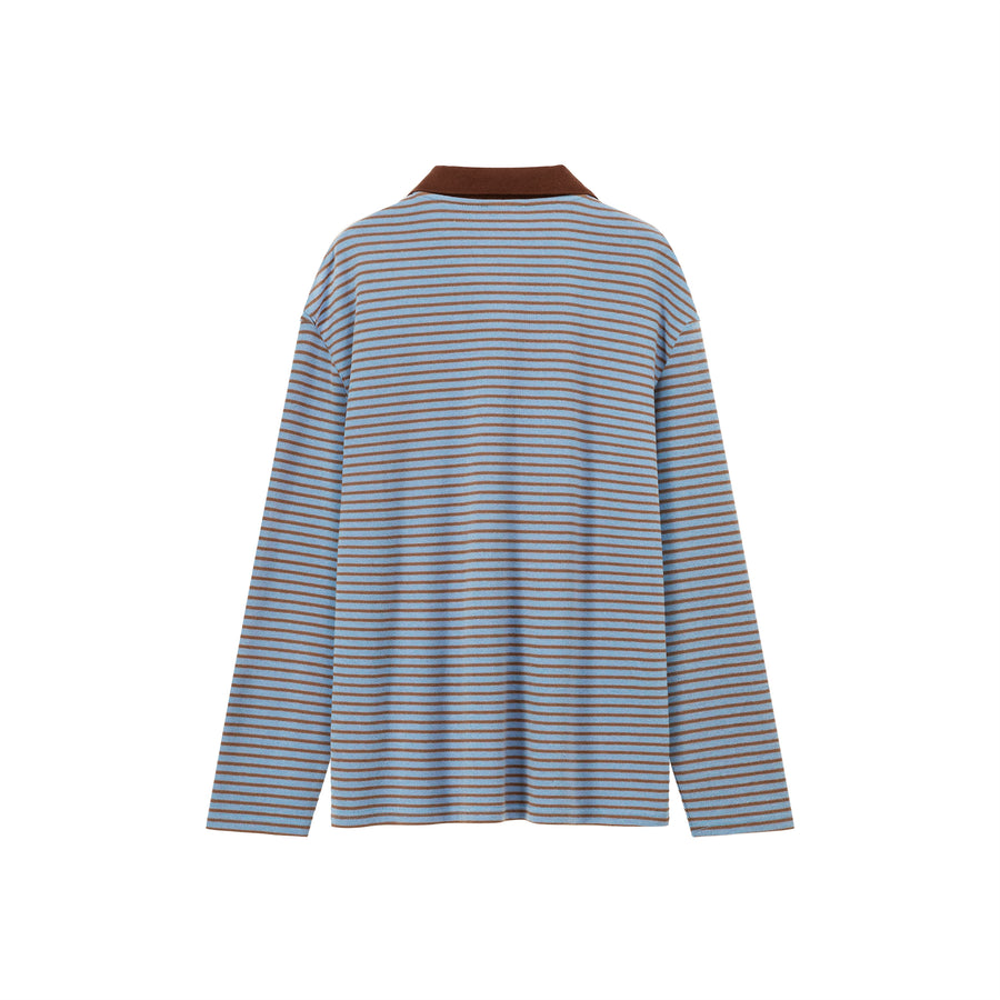 CHUU Open Collar Stripe T-Shirt