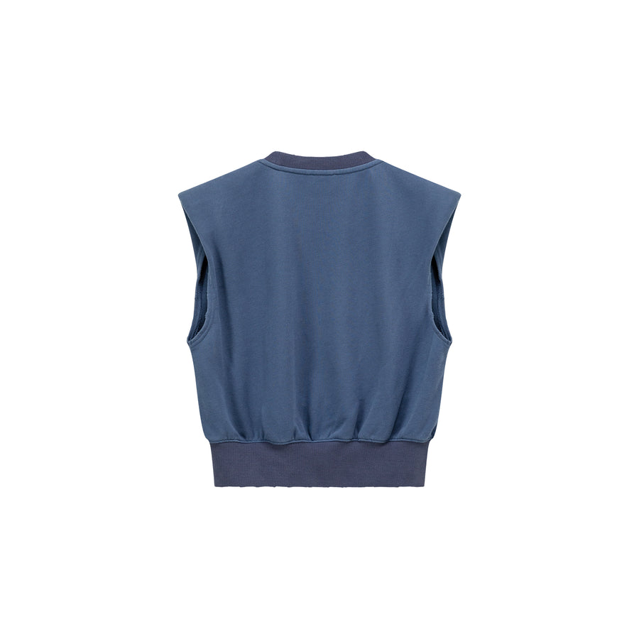 CHUU Shoulder Pad Logo Sleeveless Top