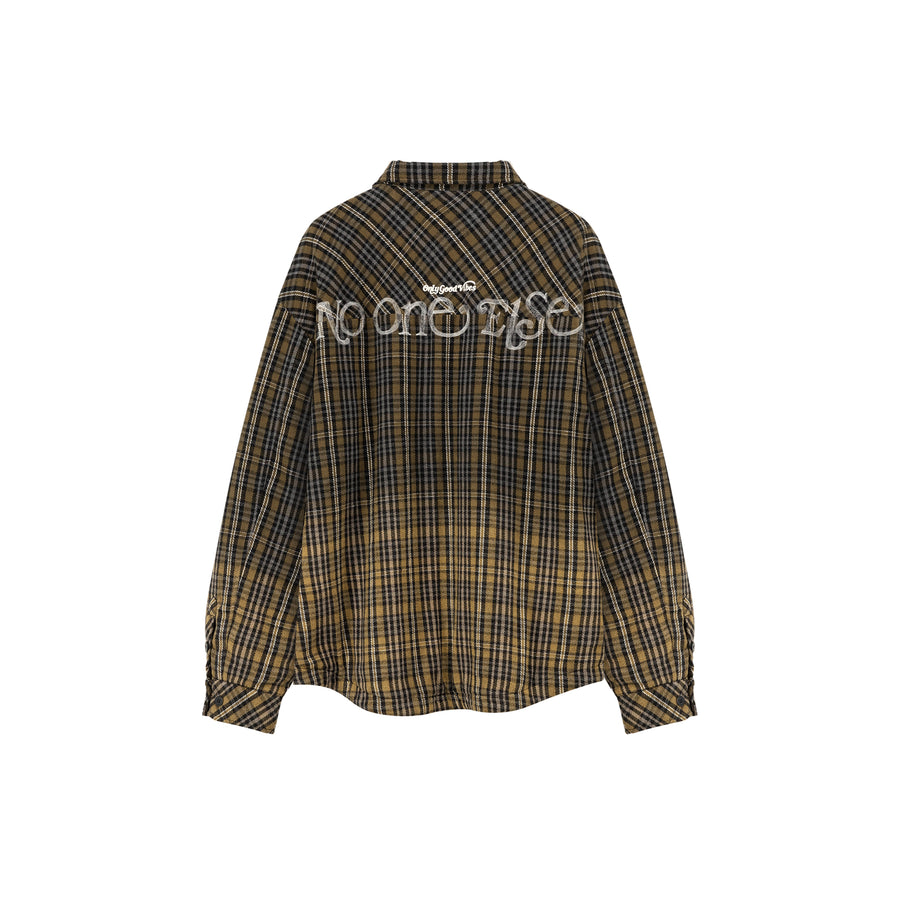 CHUU Logo Check Boxy Shacket