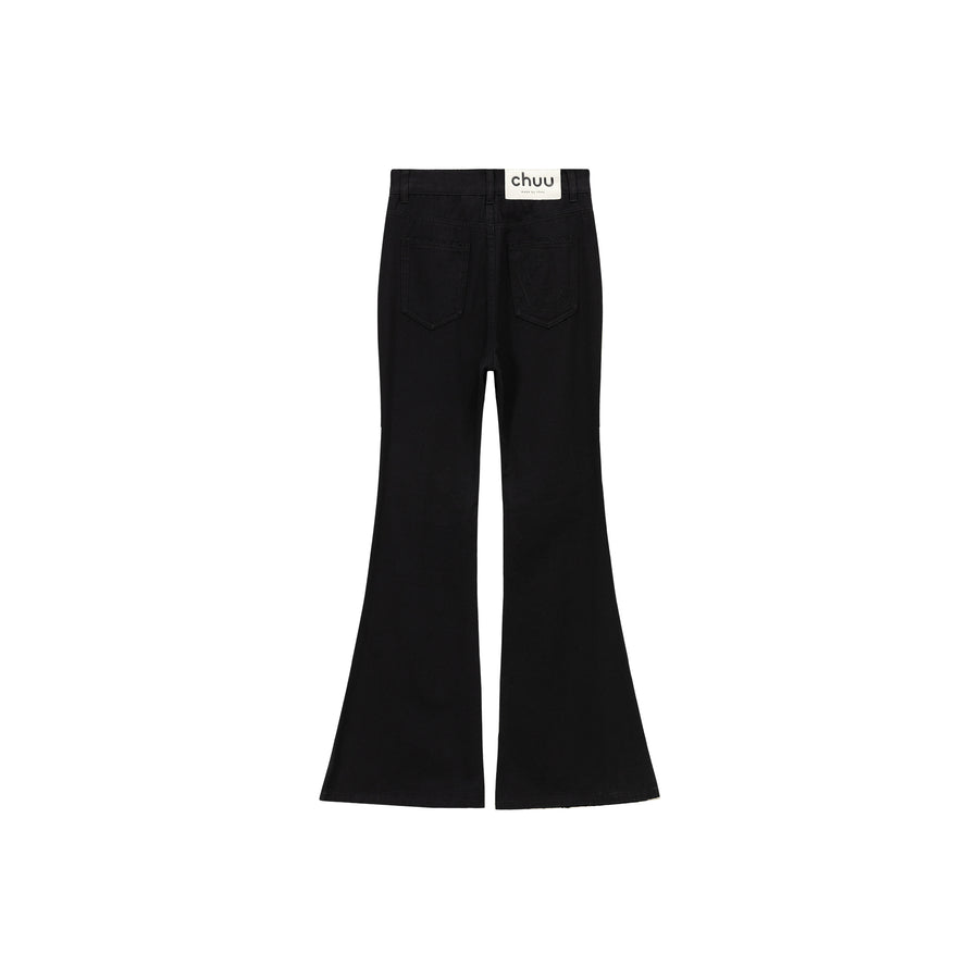 CHUU Slit Slim Layered Belt Loops Bootcut Pants