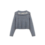 Open Big Collar Knit Sweater