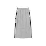 Side Line Pocket Logo Sporty Long Sweat Skirt