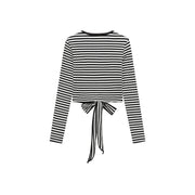 Striped Wrapped Cropped T-Shirt