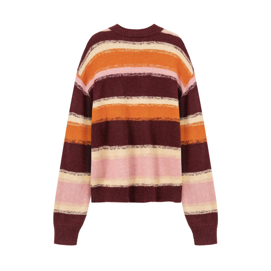 CHUU Logo Striped Loose Knit Sweater