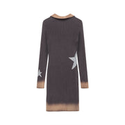 Open Collar Star Knit Dress