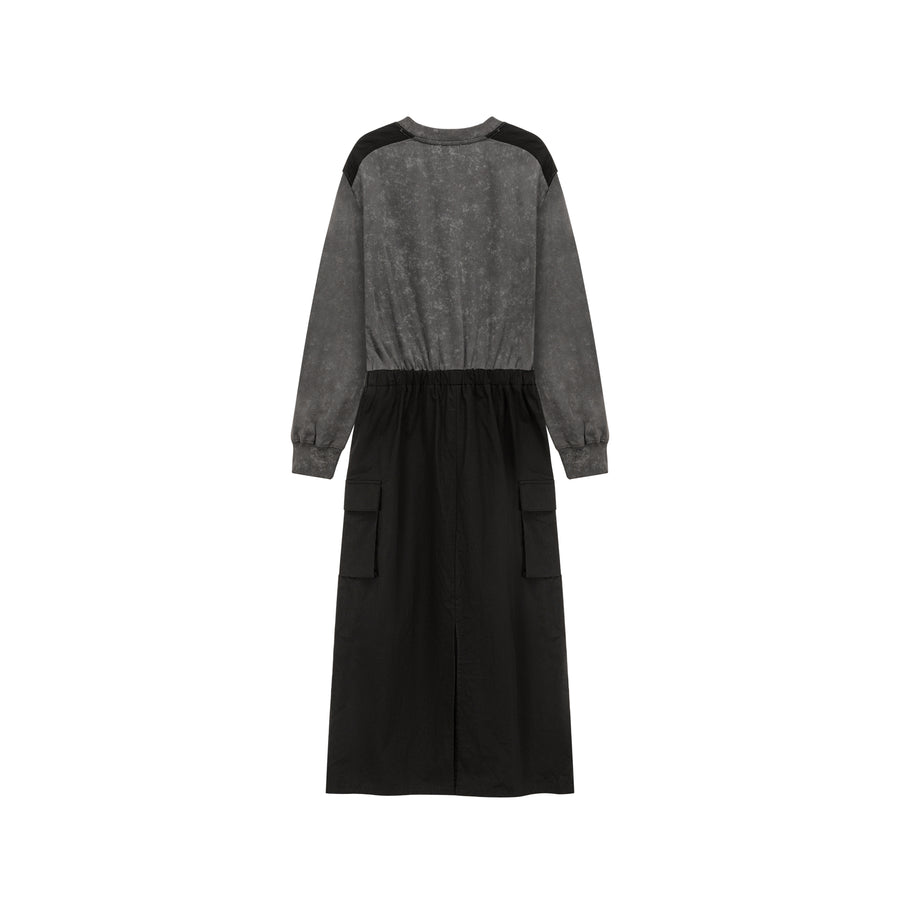 CHUU Contrast Pocket Long Dress