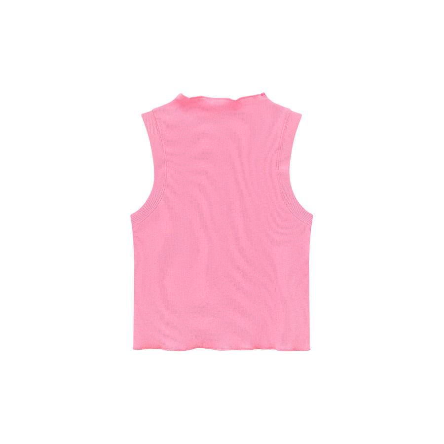 CHUU Size Doesnt Matter High Neck Logo Sleeveless Top