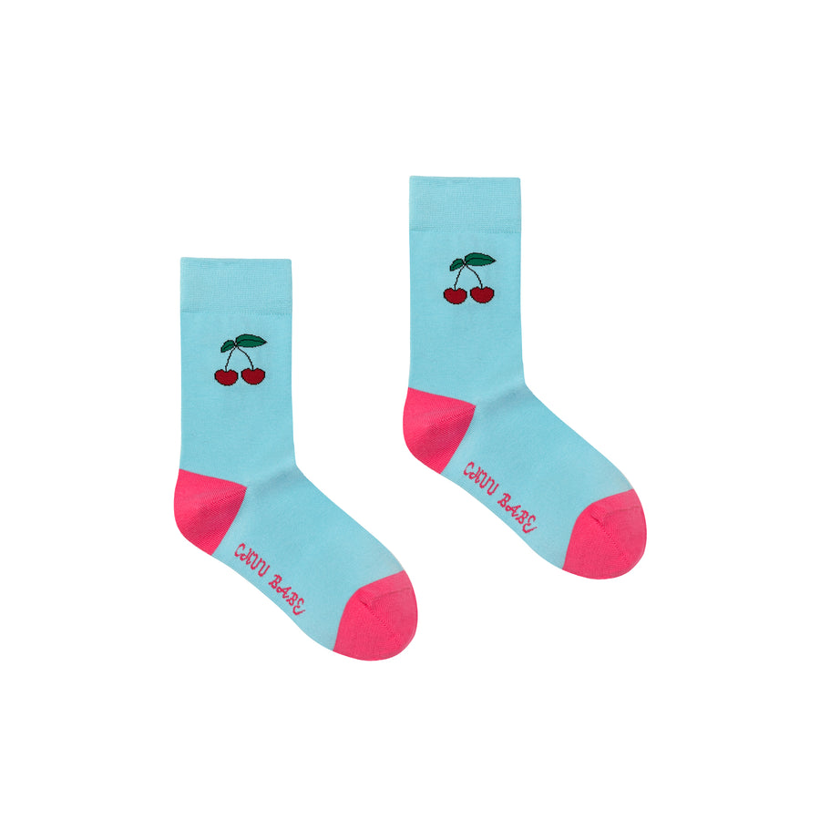 CHUU Color Two Toned Cherry High Socks