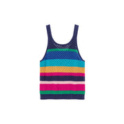 Logo Rainbow Knit Sleeveless U-Neck Top