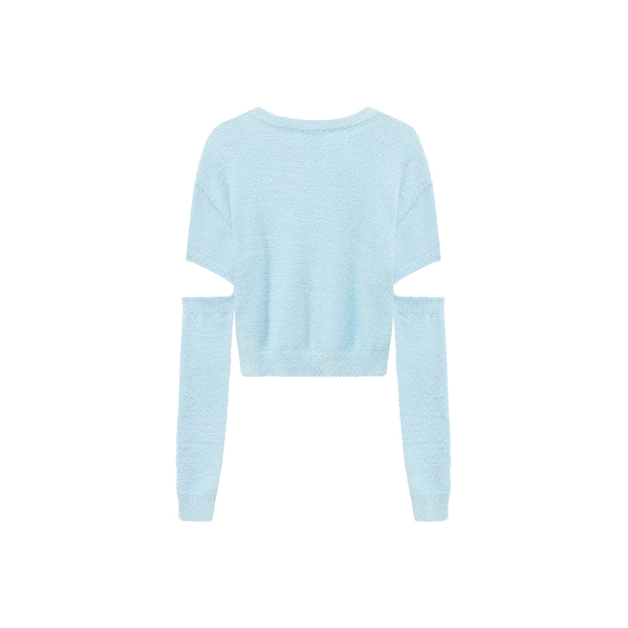 CHUU Puppy Character Cutout Knit Sweater