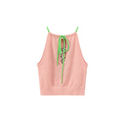 Embroidered Have A Chuu Day Cherries Sleeveless Halter Neck Top