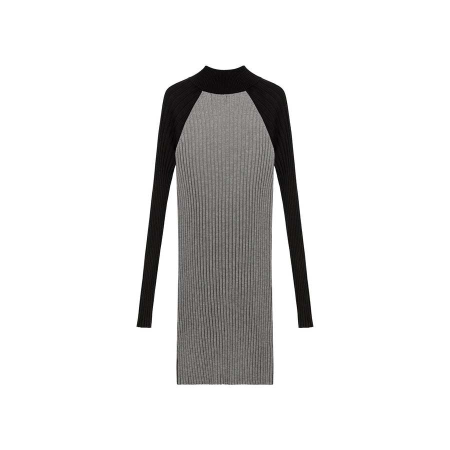 CHUU Color Matching Half Zip-Up Dress