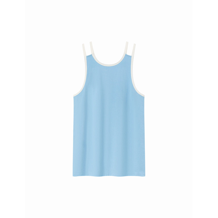 CHUU Back To Paradise Colorblocked Letter Printed Sleeveless T-Shirt