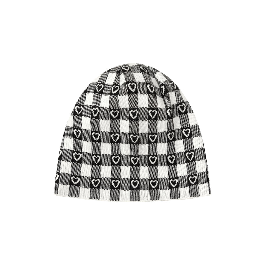 CHUU Check Heart Beanie