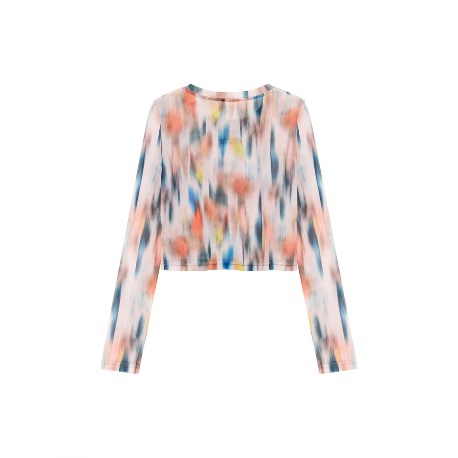 CHUU Multi Color Long Sleeve Crop Top