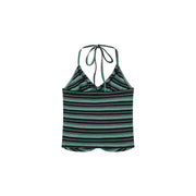 Striped Shirring Sleeveless Top