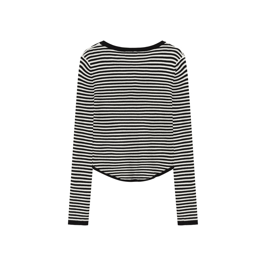 CHUU Striped Slim Knit Top