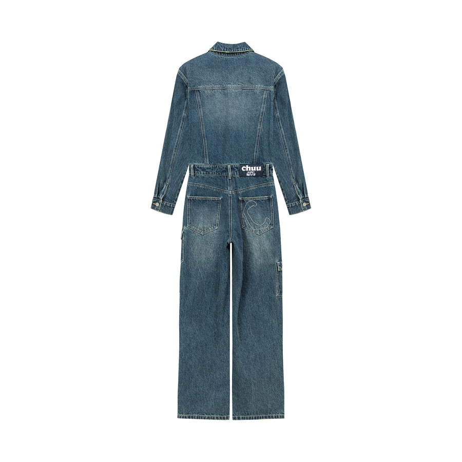 CHUU Pocket Denim Jumpsuit