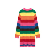 Open Collar Rainbow Knit Dress