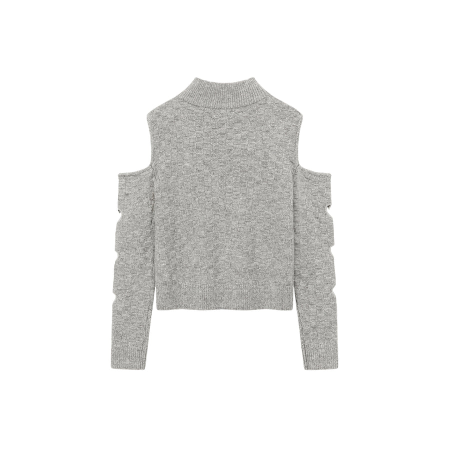 CHUU Off-Shoulder Heart Cut Out Knit Sweater