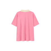 Size Doesnt Matter Open Collar Colorblocked Short Sleeve T-Shirt