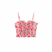 Heart Printed Ruffle Bustier Top