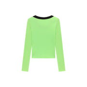 Unbalanced Round Neck Long Sleeves Top