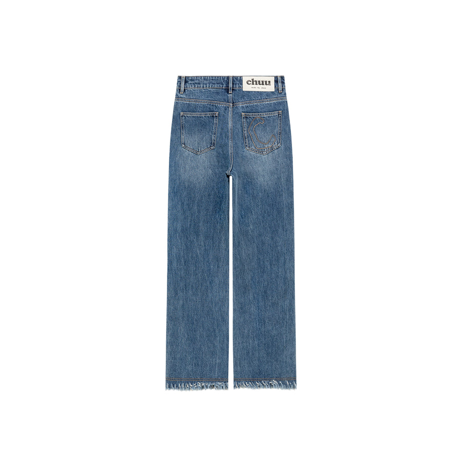 CHUU Lined Frayed Hem Denim Jeans