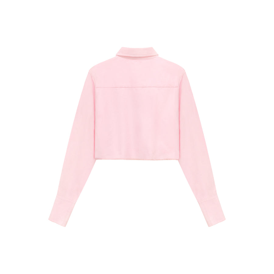 CHUU Color Crop Jagged Hem Shirt