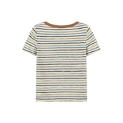 Simple Slim U-Neck Striped T-Shirt