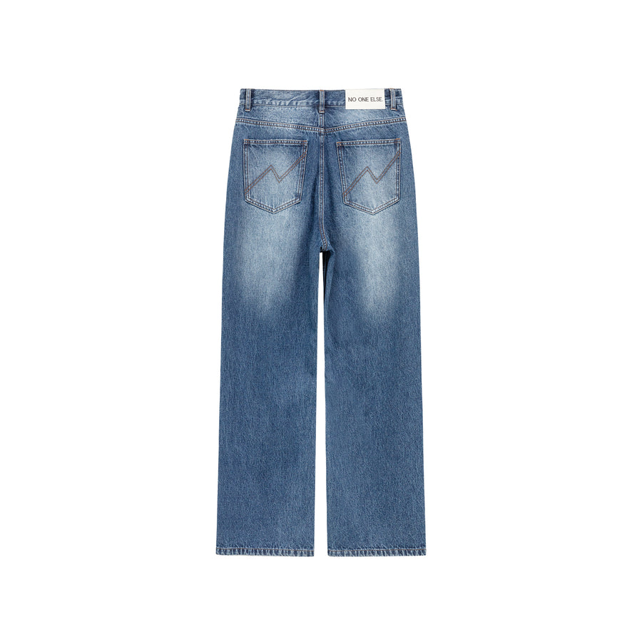 CHUU Fringed Lined Wide Denim Jeans