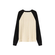 Logo Raglan Color Combination Knit Sweater