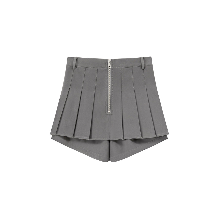 CHUU Casual Layered Zipper Pleated Skort