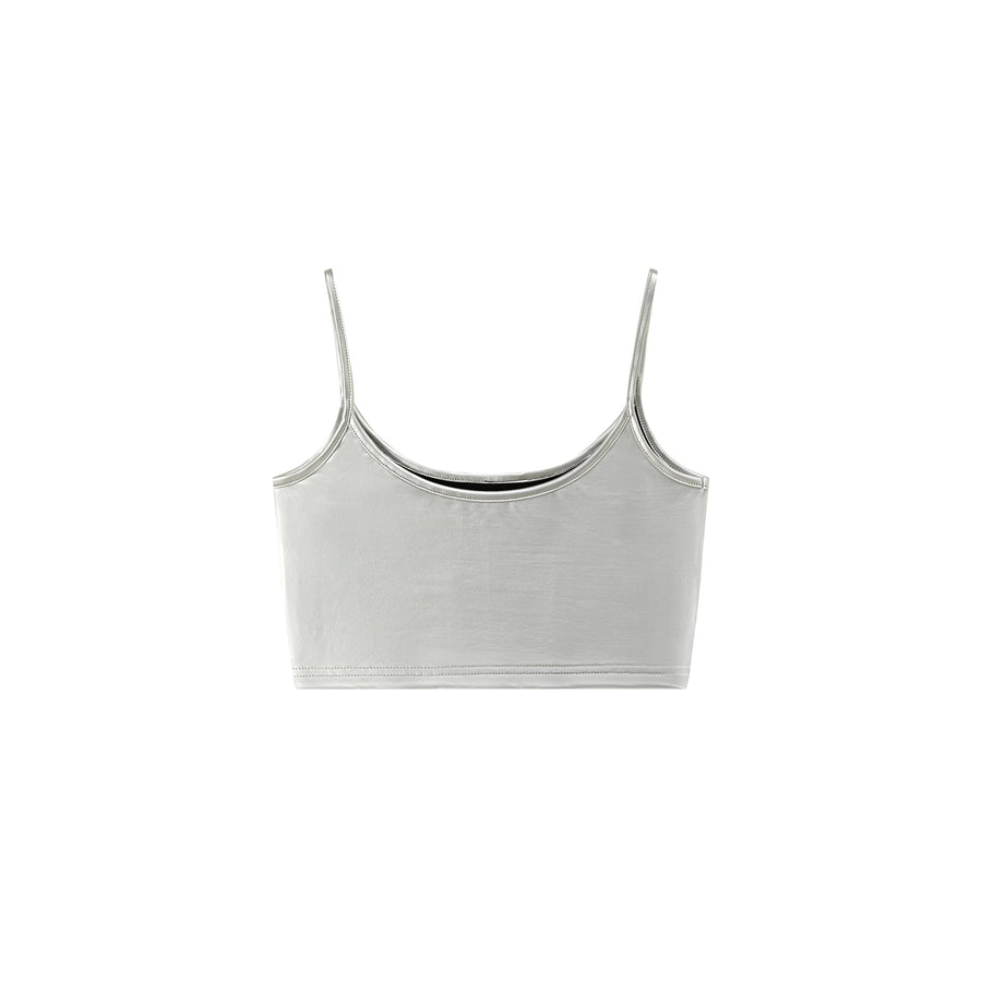 CHUU Hot Girl Sleeveless Slim Shiny Crop Top