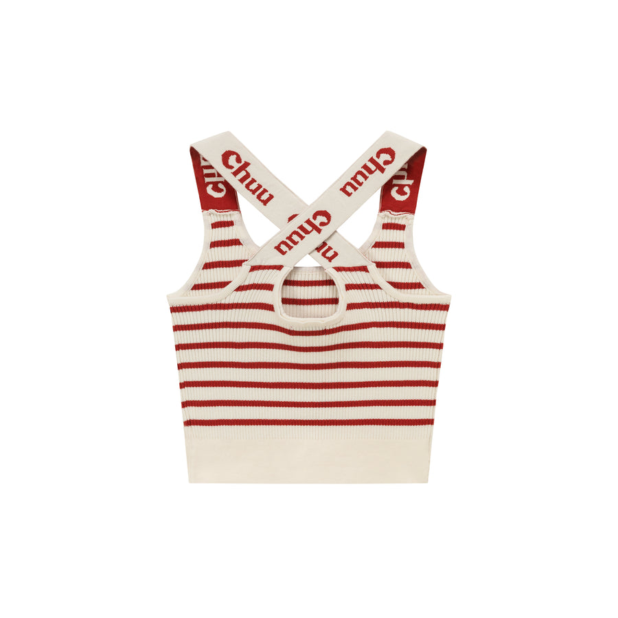 CHUU Striped Crop Sleeveless Top