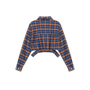 Side Slits Check Crop Shirt