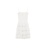 Lace Layered Ruffle Corset Strap Mini Dress
