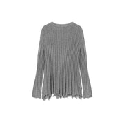 Side Front Slit Long Knit Sweater