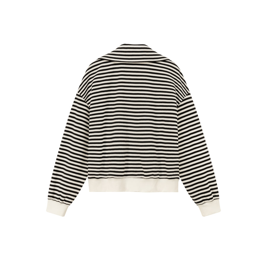 CHUU High Neck Striped Classic Zip-Up Jacket