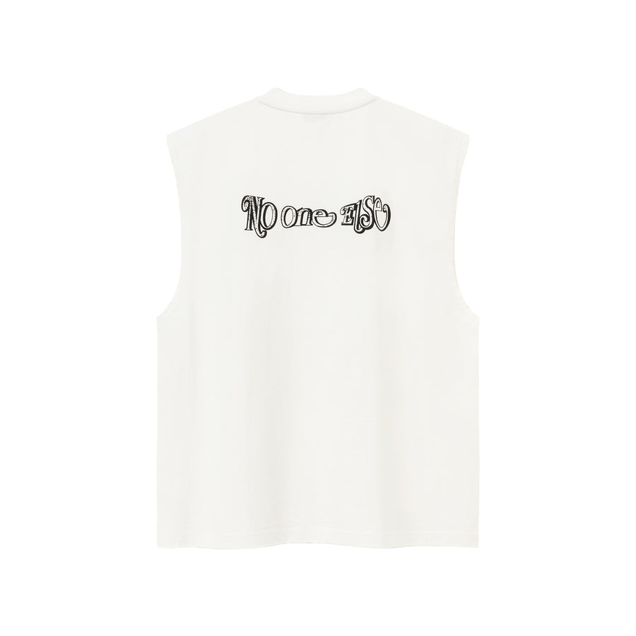 CHUU Letter Printed Boxy Loose Fit Sleeveless T-Shirt