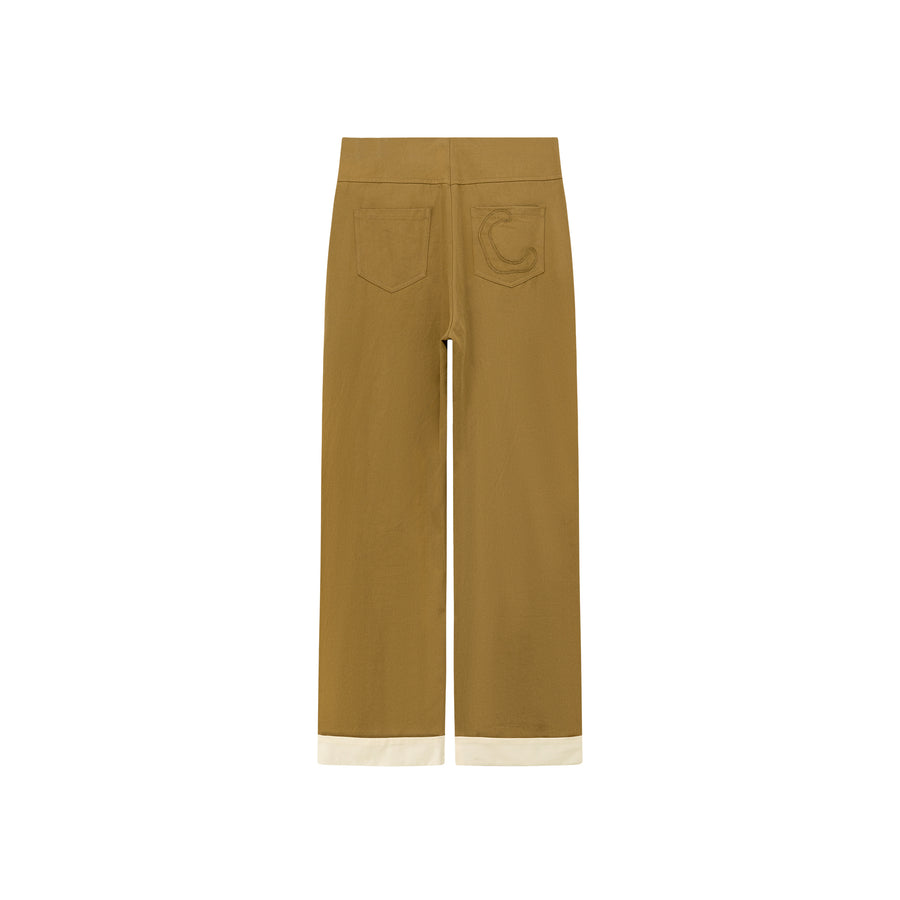 CHUU Criss Cross Belt Roll-Up Wide Pants