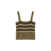 Striped Fuzzy Sleeveless Bustier Top