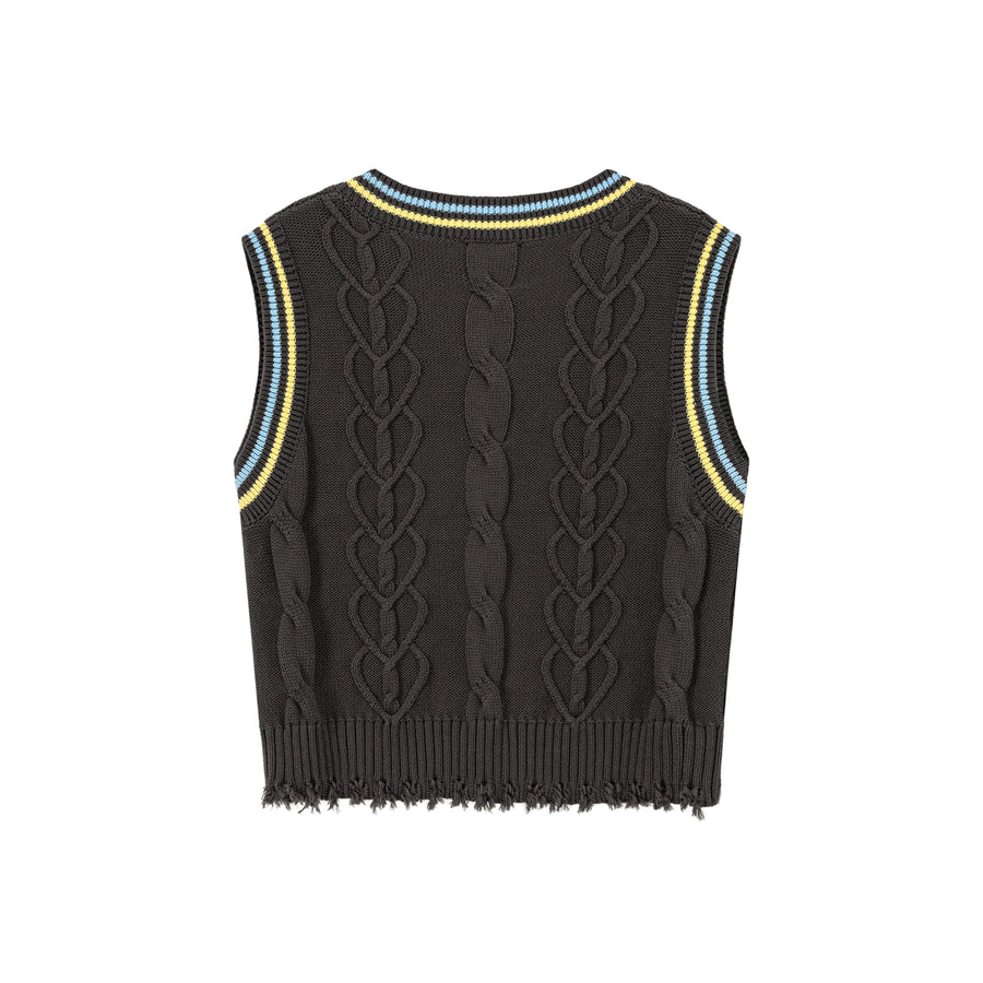 CHUU Heart Twist Knit Sweater Vest